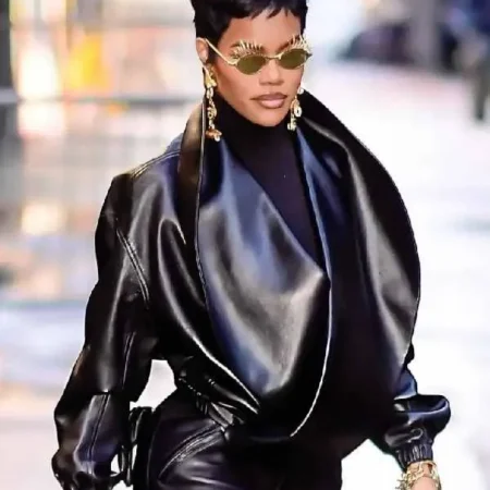NYC 2026 Teyana Taylor Black Leather Jacket