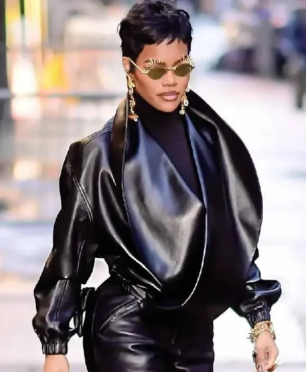 NYC 2026 Teyana Taylor Black Leather Jacket