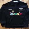 Off-White x SICKÖ x Umbro collaborative jacket.
