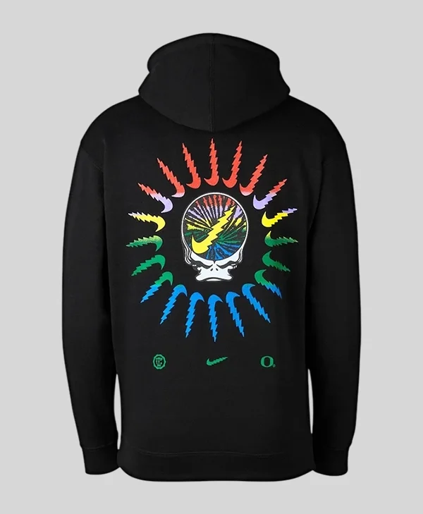 Oregon Ducks Grateful Ducks Rainbow Spiral Hoodie