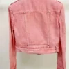 Pink Cropped Leather Moto Jacket