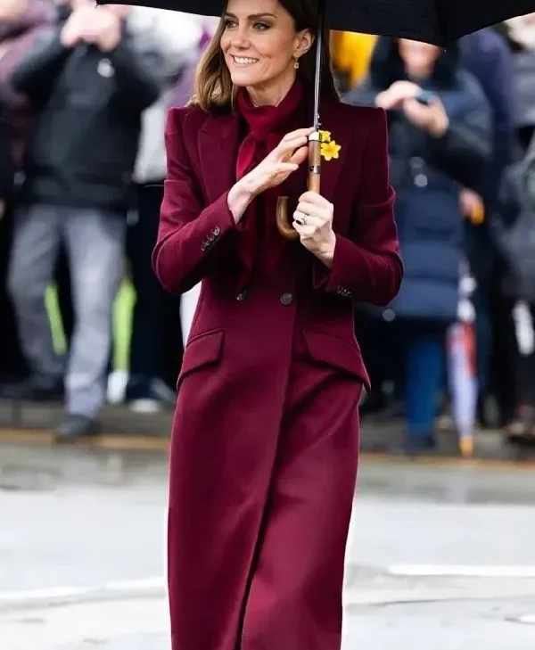 Powys Visit 2026 Kate Middleton Maroon Coat