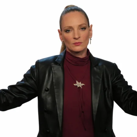 Pretty Lethal Uma Thurman Genuine Leather Blazer