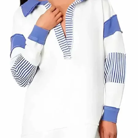 RHOBH S15 Erika Girardi Striped Polo Sweatshirt