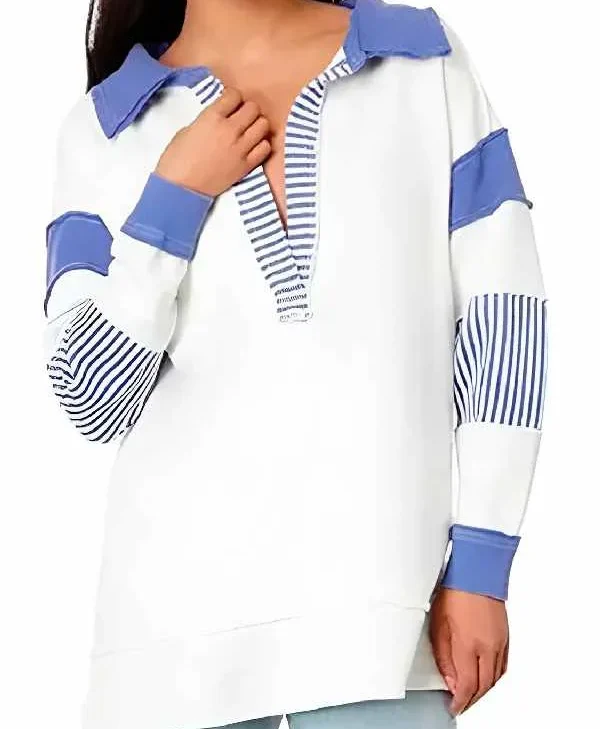 RHOBH S15 Erika Girardi Striped Polo Sweatshirt