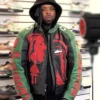Rapper Westside Gunn Black and Green Moto Leather Jacket