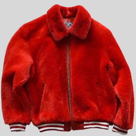 Red Fur Sheep Bomber Jacket