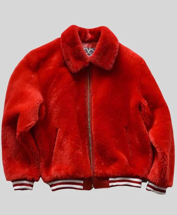 Red Fur Sheep Bomber Jacket