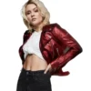 Red Metallic Faux Leather Jacket