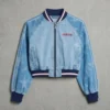 SST Denim Graphic Varsity Bomber Jacket