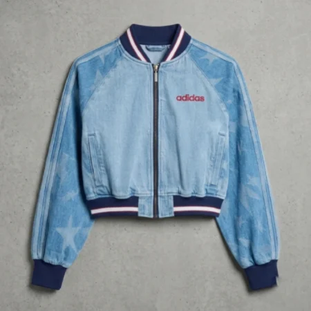 SST Denim Graphic Varsity Bomber Jacket