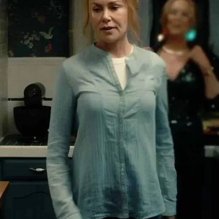 Scarpetta 2026 Nicole Kidman Blue Pleated Shirt