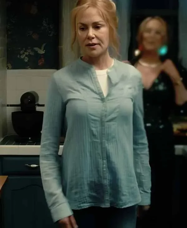Scarpetta 2026 Nicole Kidman Blue Pleated Shirt