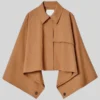 Shrinking Sherry Cola Oversized Cropped Coat Cape For sale