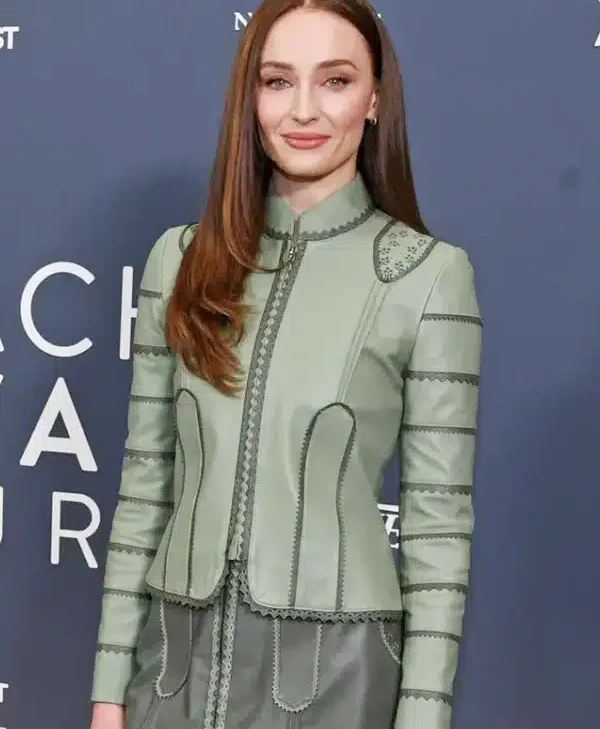 Sophie Turner Green Leather Jacket