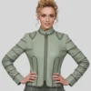 Sophie Turner Green Leather Jacket for sale