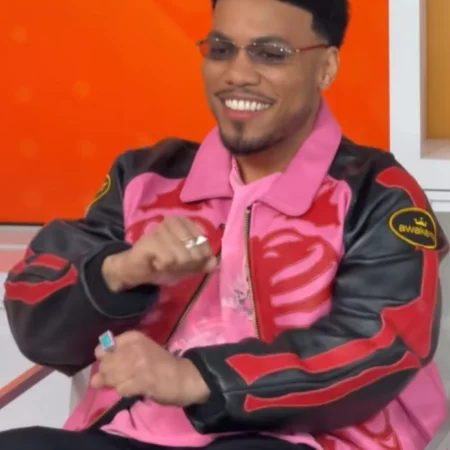 The Today Show Anderson Paaks Pink and Black Leather Jacket