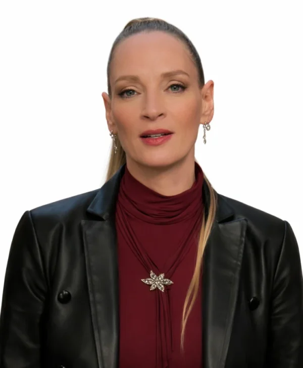 Uma Thurman Leather Blazer