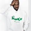Virgil Abloh wearing a white hoodie