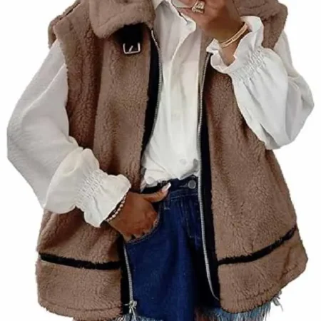 Wild Vacation Rentals 2026 Sherry Cola Fuzzy Fleece Vest For Sale