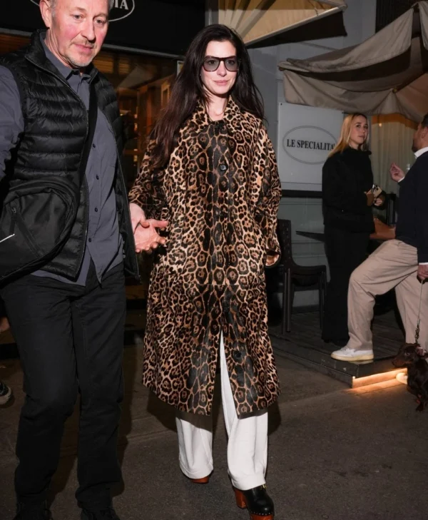 buy Anne Hathaway Leopard Coat