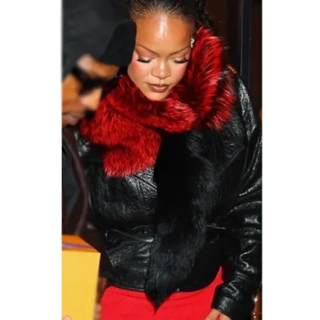 buy Rihanna Valentines Day Black Leather Jacket