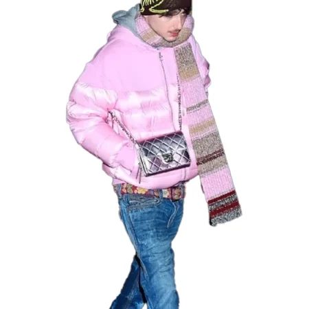 buy Timothee Chalamet Puffer Pink Jacket