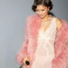 buy Zendaya The Drama Pink Fur Coat