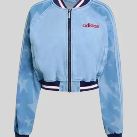 Adidas SST Denim Graphic Varsity Bomber Jacket