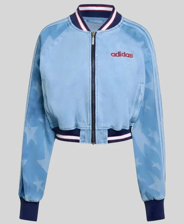 Adidas SST Denim Graphic Varsity Bomber Jacket