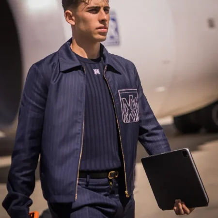 Amiri x FC Barcelona Pinstripe Jacket For Sale