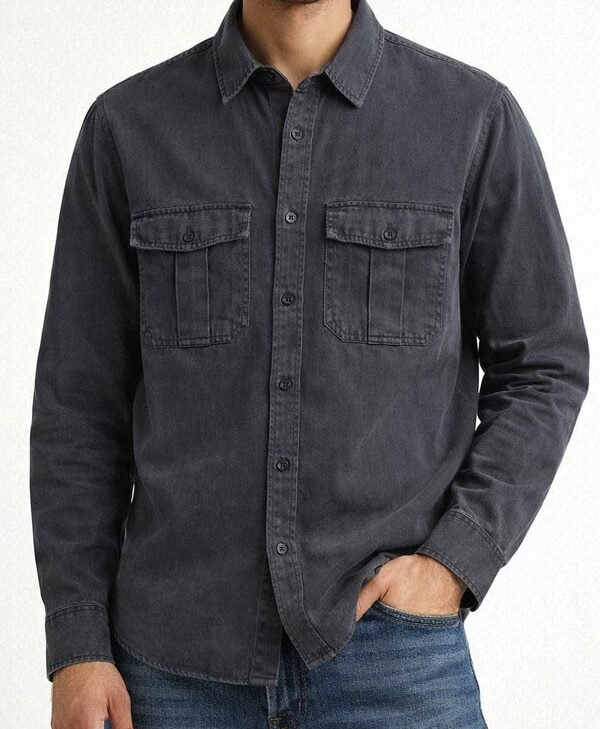 Apex 2026 Taron Egerton Gray Overshirt For Sale