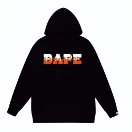 BAPE Flame Print Black Pullover Hoodie