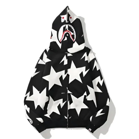 BAPE Shark Black And White Star Hoodie