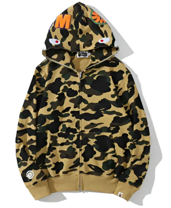 Bape Beige Camo Shark Hoodie
