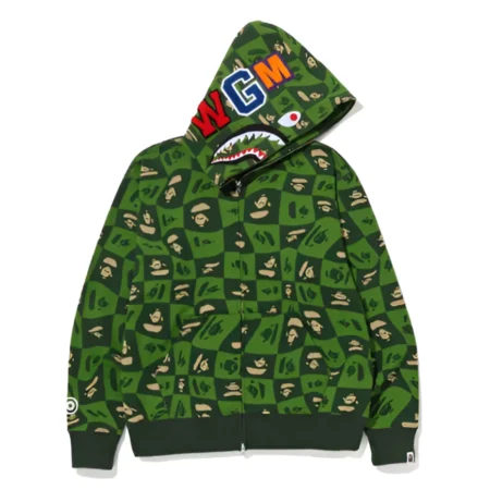 Bape Green Camo Shark Hoodie