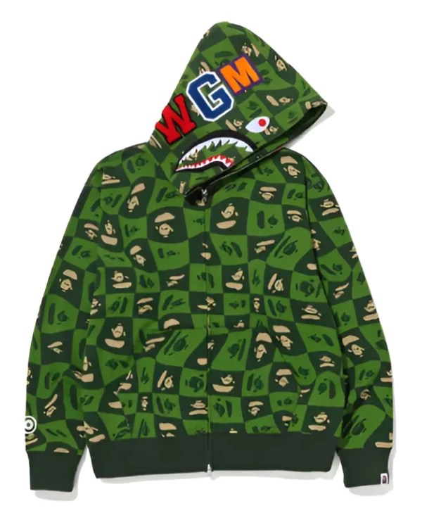 Bape Green Camo Shark Hoodie