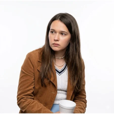 Beef S02 Cailee Spaeny Brown Suede Leather Jacket