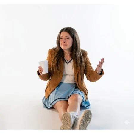 Beef S02 Cailee Spaeny Brown Suede Leather Jacket For Sale