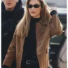 Bella Hadid MFW Brown Suede Jacket