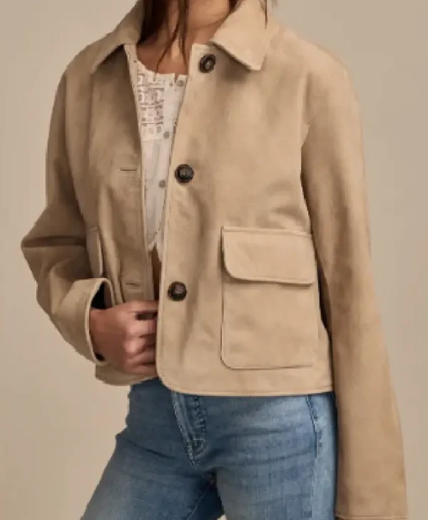 Belle Skinner Marshals Beige Suede Jacket Shop Now