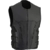 Black Men’s Cowhide Leather Biker Vest for sale