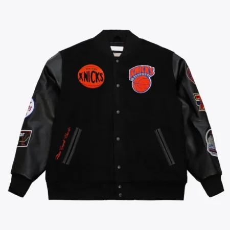Black Out NY Knicks Team Logo Varsity Jacket
