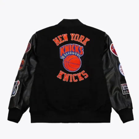 Black Out NY Knicks Team Logo Varsity Jacket For Sale