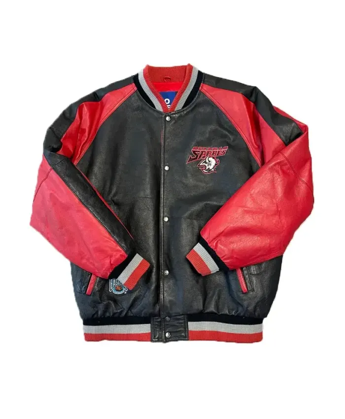 Buffalo Sabres Black and Red Leather Varsity Jacket