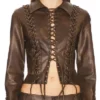 Buy Marshals Arielle Kebbel Brown Lace Up Leather Jacket