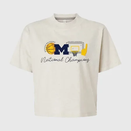 Buy Michigan Wolverines Basketball National Champions Sketch Element Boxy T-Shirt