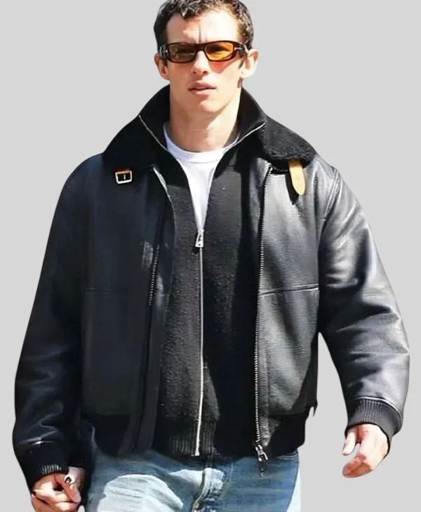 Buy NYC Callum Turner Shearling Leather Jacket