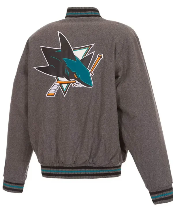 Buy San Jose Sharks Gray Varsity Wool Jacket