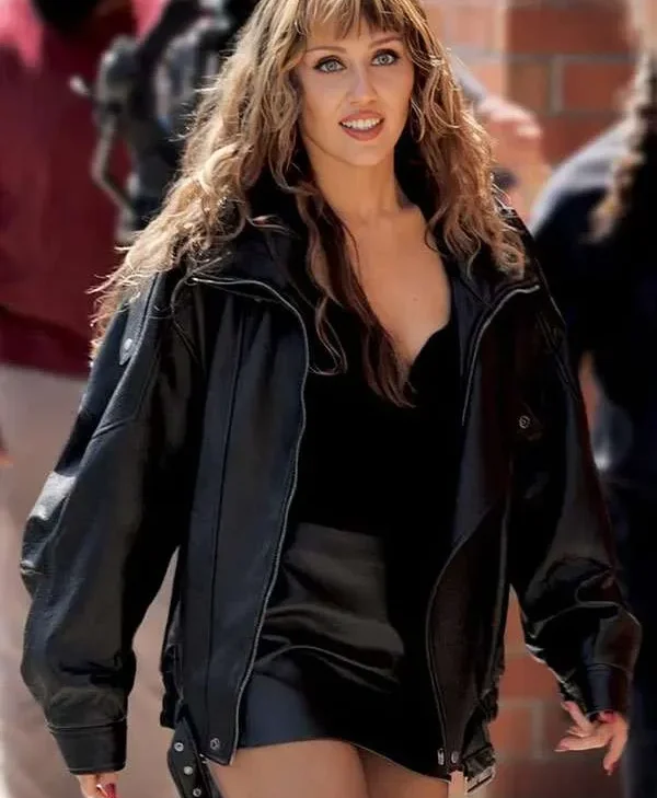 Buy Street Style Miley Cyrus Black Leather Jacket